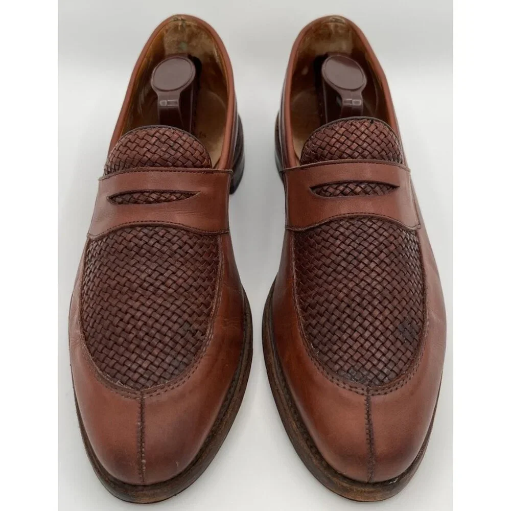 Allen Edmonds Leyland Chili Brown Leather Penny Loafer Dress Shoes Men's 10D